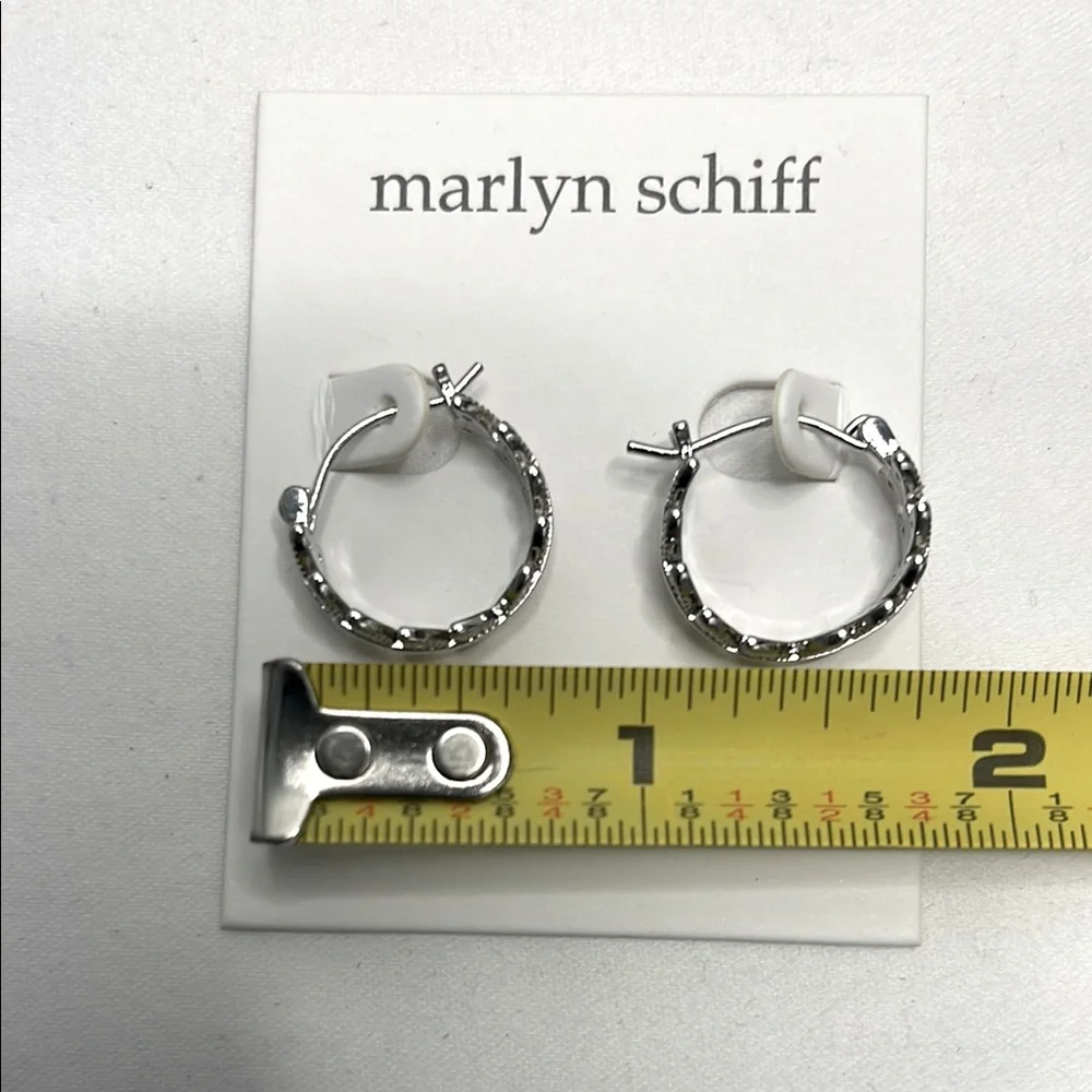 Marlyn Schiff Silver Leaf Hoop Earrings NWT